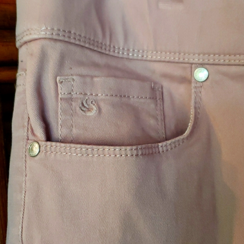 GLORIA VANDERBILT Avery Pull-On Neutral Blush Dusty Rose Capris Skimmer Jeans-18 - Picture 4 of 15